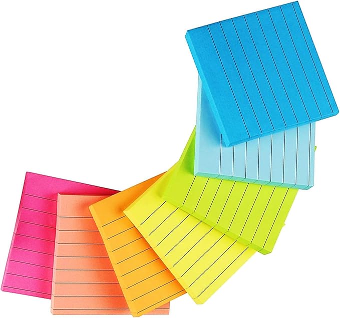 A+Selected Lined Sticky Notes 3x3 Inches, 7 Pack Self