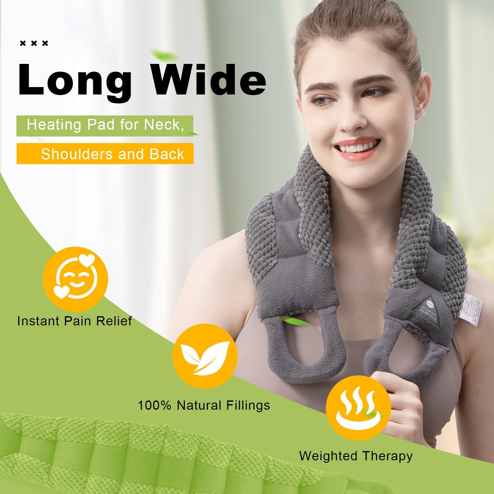 UNCN Long Wide Heating pad for Neck and Shoulders Back 33 * 5.9