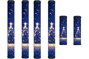 Garucesta 6 PCS Refrigerator Door Handle Covers Washable Kitchen Appliance Handle Covers for Fridge Microwave Stove Dishwasher Refrigerator Kitchen Decorations, Christmas Tree Starlight Blue