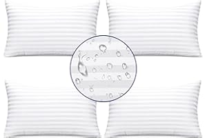 OTOSTAR Pack of 4 Outdoor Pillow Inserts 12x20 Inch Waterproof Throw Pillow Inserts Water Resistant Decorative Soft Fluffy Pillows with 3D Filling Stuffer Sham for Couch Sofa Cushion Patio (White)