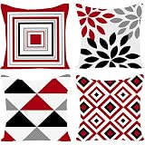 Navy & Green Geometric Pillow Covers - Set Of 4, 20x20 Inch Cotton Linen Covers For Indoor & Outdoor Decor - View #9