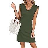 ANRABESS Summer Dresses for Women 2026 Casual V Neck Sleeveless Split Wrinkle-Free Mini Dress Beach Vacation Short Sundress