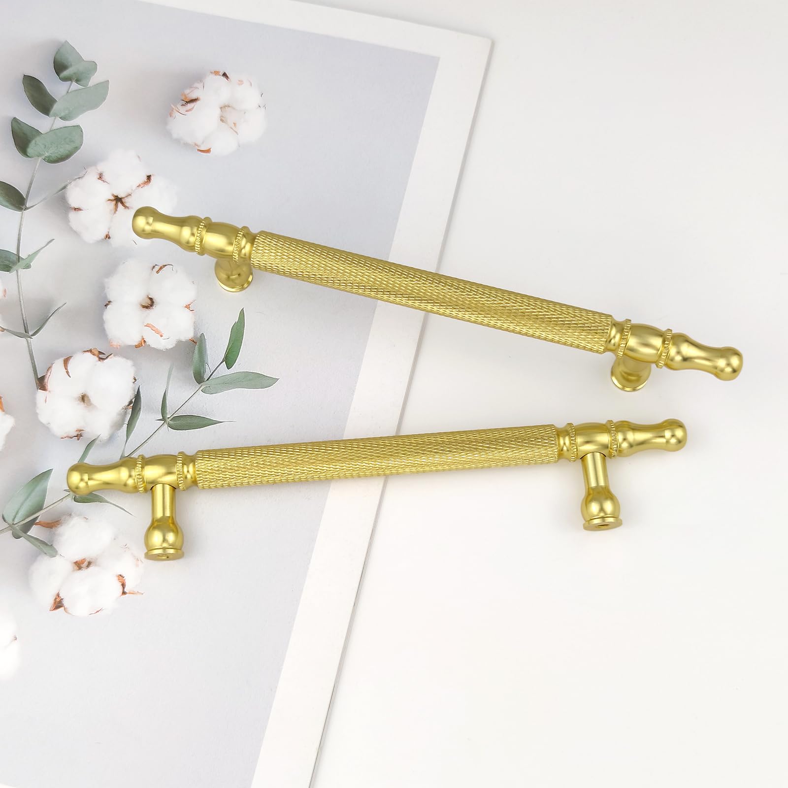 Pexintek 10 Pack Gold Modern Cabinet Handles 128mm Hole Centers Kitchen Bathroom Bedrooms Study Furniture Door Vintage Pulls with Screws for Cupboards Drawer Wardrobe Dresser (Gold Vintage)