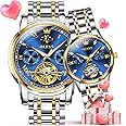 OLEVS Couple Pair Watches Set Automatic Mechanical Self Winding Dress Matching Watch for His and Hers Gifts
