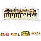 Cake Stand with Lid-Extra Large 17" Rectangular Cake Holder,8-in-1 Multi-Functional Dessert Table Display Set & Charcuterie Board,Acrylic Cake Plate Dome Cover for Weddings/Cheese/Veggie/Chips & Dip