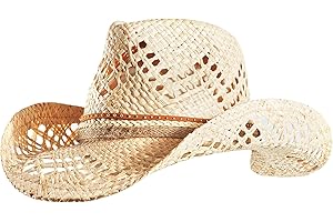 YESCRIBIR Straw Cowboy Cowgirl Hats for Women Men Summer Beach Sun Hat Panama Wide Brim Western Hat