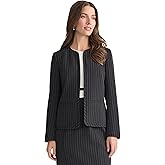 Kasper Womens Open Front Pinstripe Blazer
