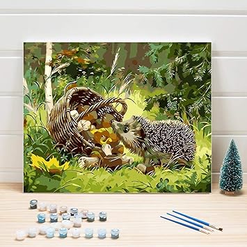 Whoops Animal Herisson Dessin Par Peinture Numerique Acrylique Peinture Sur Toile Photo Murale Pour Salon Couleur Art 40 50 Cm Sans Cadre Amazon Fr Jeux Et Jouets