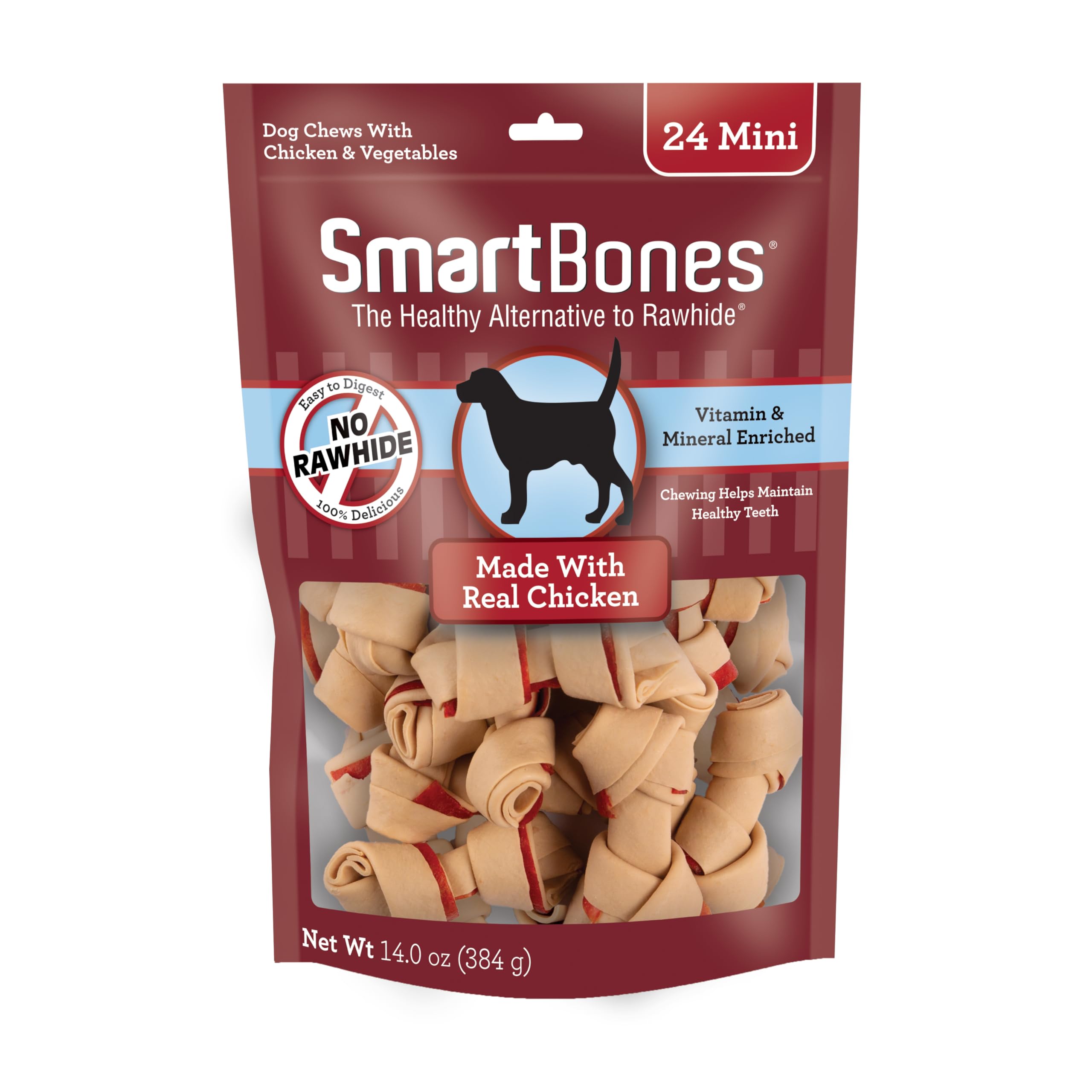 SmartBones Mini Chews With Real Chicken 24 Count, Rawhide-FreeChews For Dogs