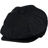 Men's Classic 8 Panel Wool Blend Newsboy Snap Brim Collection Hat