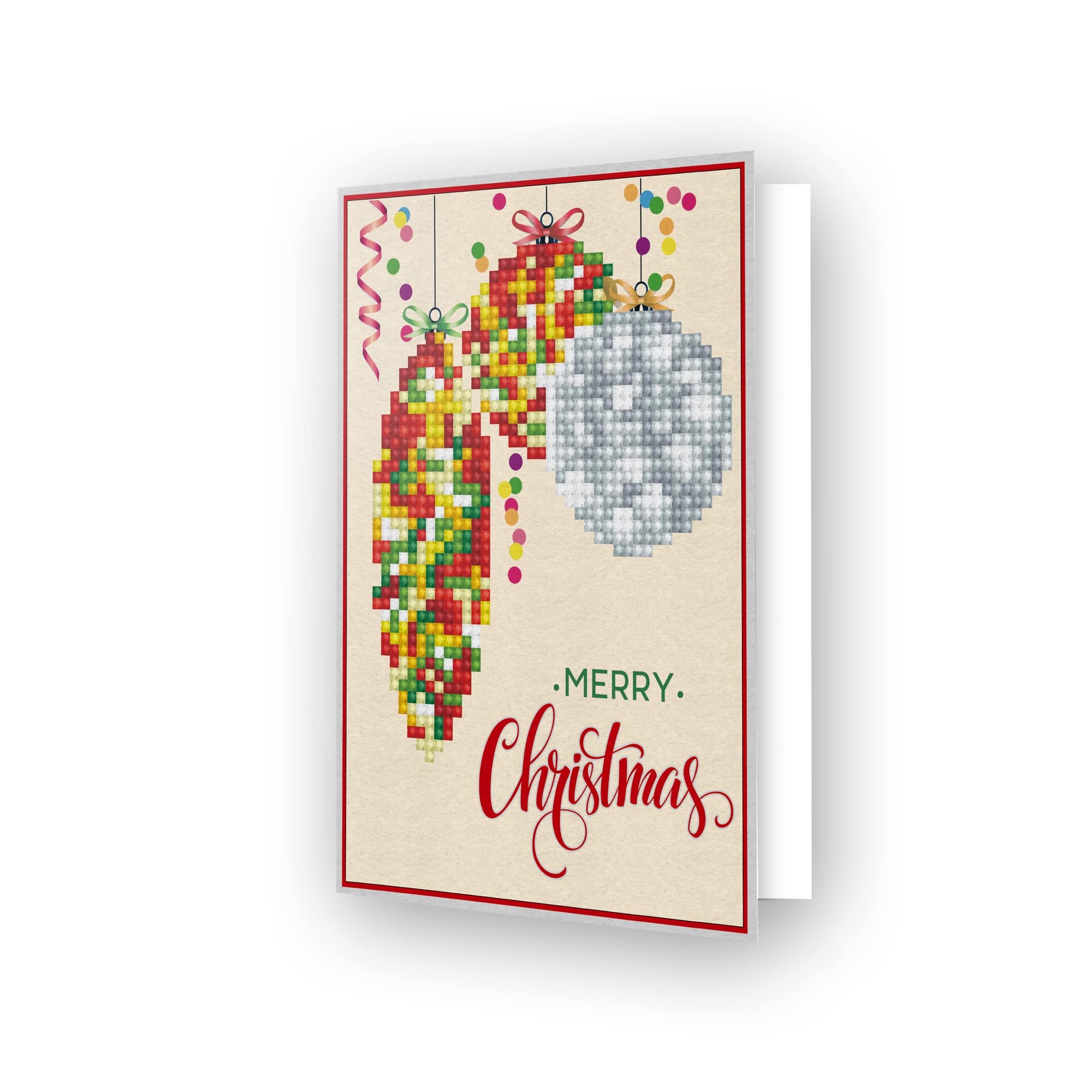 DIAMOND DOTZ Painting Kit Card, Merry Christmas Baubles Trad, 12.6 x 17.7cm, DDG.010