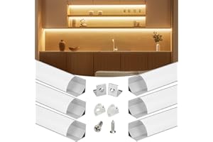 Muzata 6-Pack 3.3FT/1Meter V Shape LED Aluminum Channel System with Milky White Cover Aluminum Channel System Profile for LED