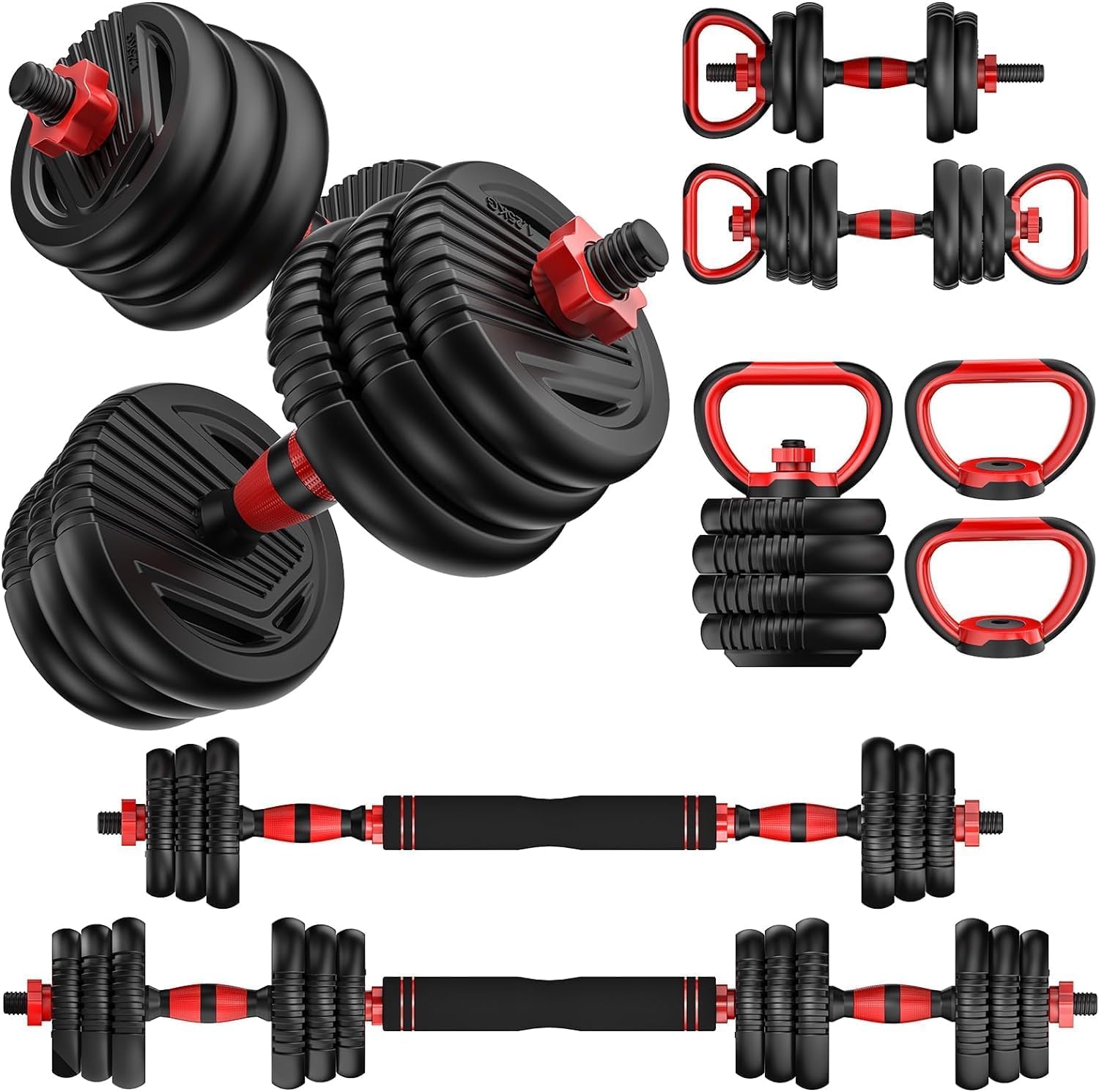 Photo 1 of UNNMIIY Adjustable Dumbbells, 10/20/30/45/70/90lbs Free Weight Set with Connector, 4 in1 Dumbbells Set Used as Barbell, Kettlebells, Push up Stand, Fitness Exercises for Home Gym Suitable Men/Women