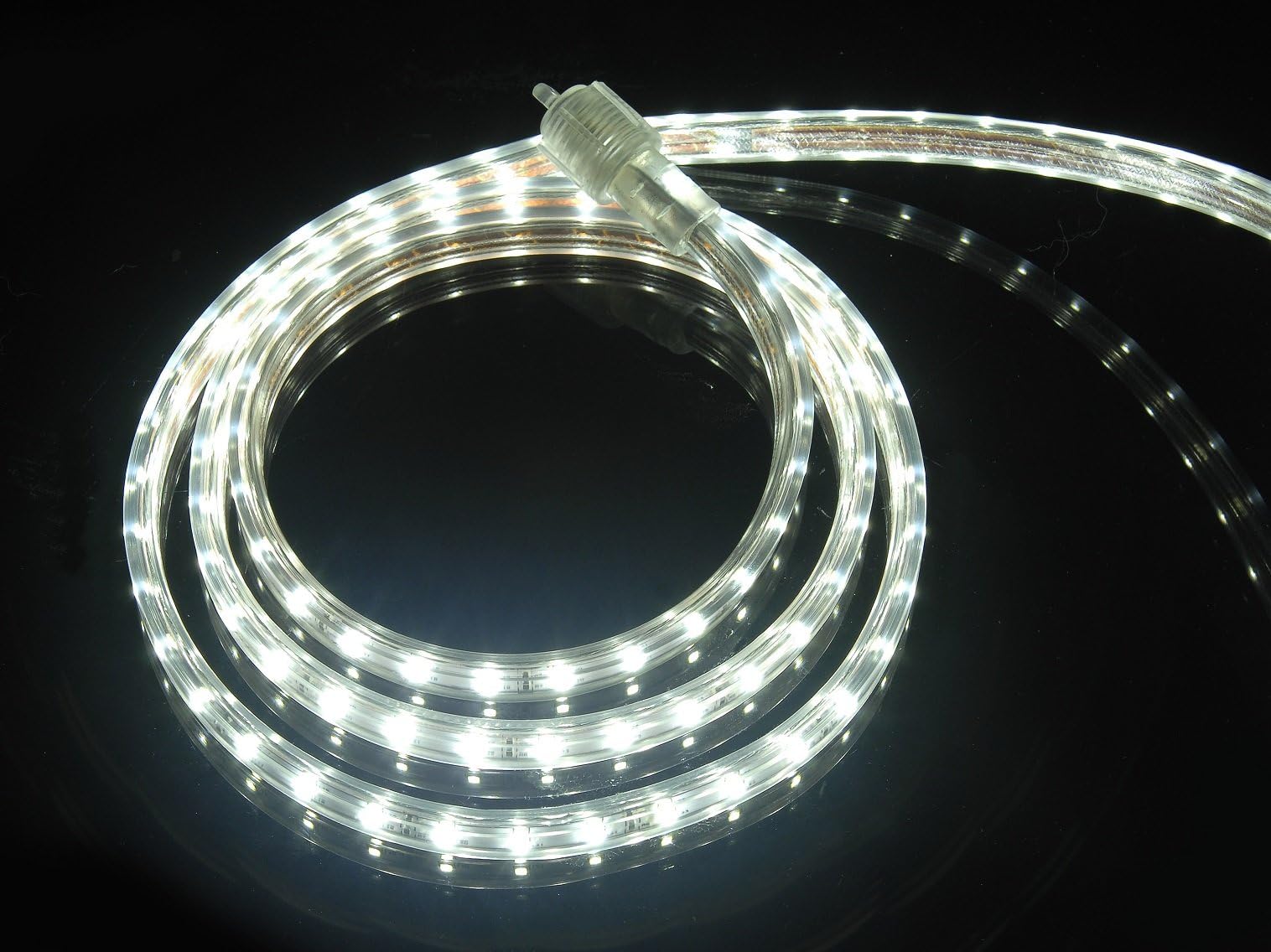 UL Listed, 100 Feet, 10100 Lumen, 6000K Pure White, Dimmable, 120V AC Flexible Flat LED Strip Rope Light, 1830 Units 3528 SMD LEDs, Indoor Outdoor Use, Accessories Included, Ready to use