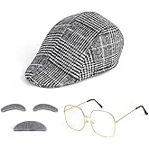 BTHRORO Old Man Costume Set for Men Boys, 100 Days of School Grandpa Costumes Beret Hat Glasses Mustache Eyebrows Old Person Accessories for Party Cosplay