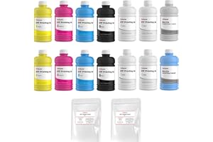 ROCROW InkSonic DTF Ink 3000ML ＆ Powder Kit Supplies, Direct-to-Film Transfer Ink for PET Film Heat Transfer Printing, Refill Ink for Professional DTF Printers L1800 R1390 L805 L800 DX5 DX7 XP600 I3200