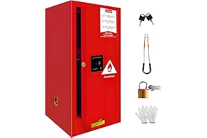 Flammable Storage Cabinet,Galvanized Steel Flammable Storage Cabinet, Adjustable Shelf, Grounding Connector, for Commercial I