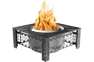 Lezbanz Fire Pit Surround Tabletop Large Use for Solo Stove Bonfire Ranger Yukon 2.0 and Mesa, Fire Pit Table Square Made of UV-Resistand Antirust Thick Metal, for Indoor Outdoor Use