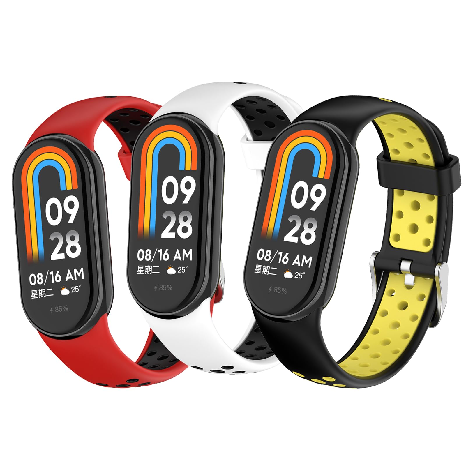 BDIG 3 Pieces Strap Compatible with Xiaomi Mi Band 8, Two-Tone Soft Silicone Sports Wristbands for Xiaomi Mi Band 8, 3 pcs-c, Mi Band 8, Modern