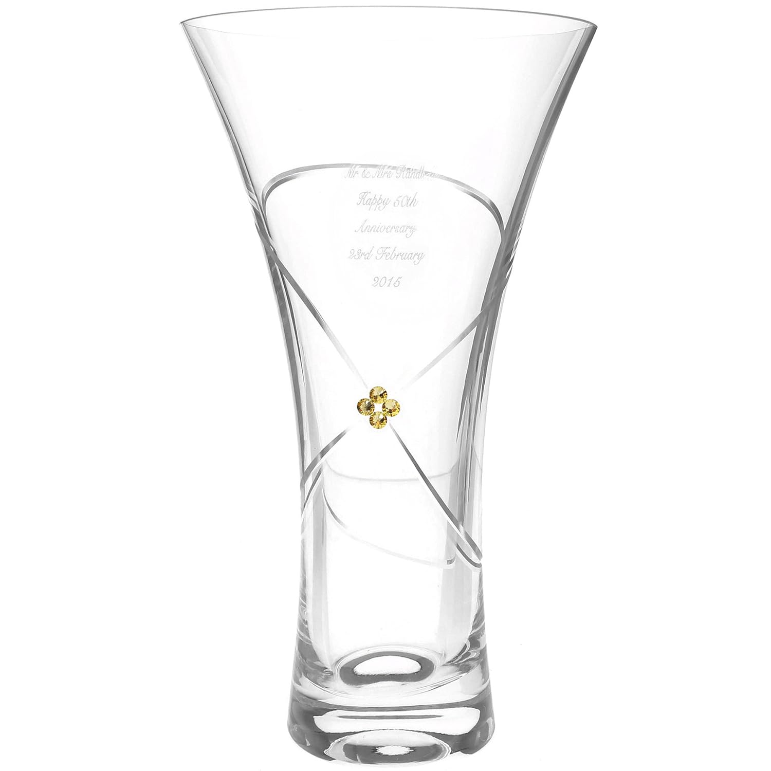 Personalised Large Infinity Vase With Gold Swarovski Elements