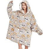 Fiosnow Cat Blanket Hoodies for Women and Men Adult Oversize Wearable Blanket Hoodies for Soft and Warm