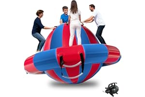 Hongcoral 8.2'x4.8' Inflatable Dome Rocker Bouncer, Giant Roll and Play Seesaw Rocker with 8 Handles, 660LBS Capacity, Blow Up Outdoor Family Toys with Electric Pump - for Pool, Lake & Backyard