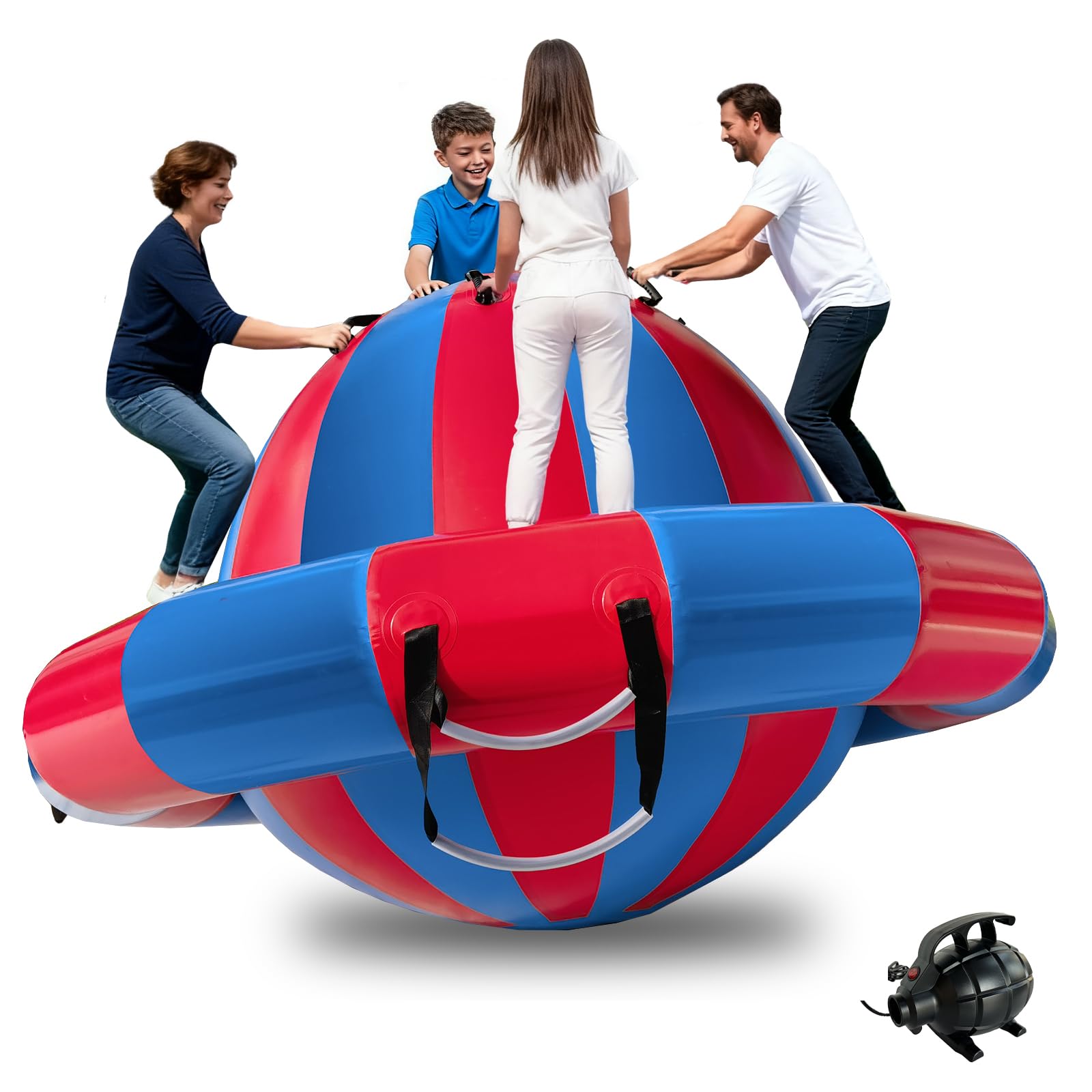 Hongcoral 8.2'x4.8' Inflatable Dome Rocker Bouncer, Giant Roll and Play Seesaw Rocker with 8 Handles, 660LBS Capacity, Blow Up Outdoor Family Toys with Electric Pump - for Pool, Lake & Backyard