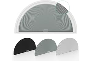 Changshade Arch Window Shades Blackout,Half Moon(Radius: 24") Blackout Pleated Window Shades, Half Circle No Drill Cellular Shades for Windows, Easy Cut and Install