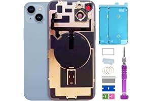 ZMVDJZ 14 Plus Back Glass Replacement with Plate & Flex Cable and All Parts for iPhone 14plus Back Cover Glass (Blue, 6.7 Inch) + Waterproof Tape + Repair Tools (Blue)