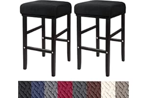 HFCNMY Rectangle Stool Covers, 2 Pack Stretch Bar Stool Covers with Elastic Bands - Black