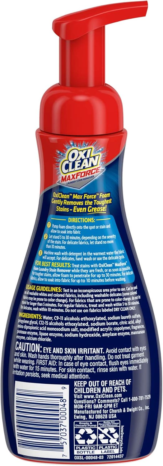 OxiClean Max Force Foam Laundry Pre-Treater, 9 oz: Health & Personal Care