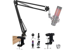 SUNMON QuadCast Boom Arm Mic Stand, Adjustable Mic Arm with 3/8’’ to 5/8’’ Adapter compatible with HyperX Mic, Blue Yeti, Sol