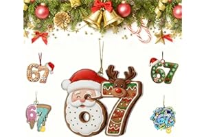 67 Christmas Ornaments, Personalized Six Seven Xmas Meme Ornament, 67 Funny Holiday Keepsake, Santa Number Hanging Tree Decor