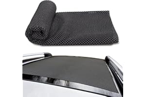 Jewkot 1 PC Car Roof Cargo Bag Anti-slip Mat, 3.93 Ft x 3.28 Ft Multi-functional Trunk Luggage PVC Anti-scratch Protective Mat, Cuttable Foldable Storage Buffer Pad, Universal for Cars Home (Black)