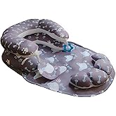 MYYOODI Tummy Time Mat & Seated Support Pillow, Baby Tummy Time Playmat for Newborns, with Detachable Support Pillow and Toys (Gray)