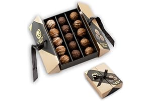 CARIAN'S BISTRO CARIANS Chocolate Gourmet Truffles Box, Mother's Day Chocolate Gift, Box of Candy, Assorted Luxury Chocolate Basket, Dark, Milky, Hazelnut Truffles, Holiday Chocolate, Kosher, Halal, 15 Pc., 7.9 oz.