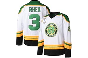 CRIDPOP Men's Ross The Boss #3 Rhea Hockey Jersey St John's Shamrocks Ice Hockey Shirts with EMHL Patch