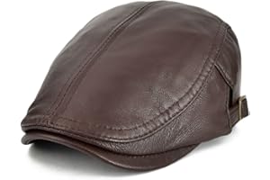 VOBOOM Men Women Adjustable Genuine Leather Ivy Cap Newsboy Hat