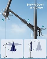 SONGMICS Cantilever Garden Parasol Umbrella with Base 3m Navy Blue view 7