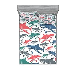 Ambesonne Shark Fitted Sheet & Pillow Sham