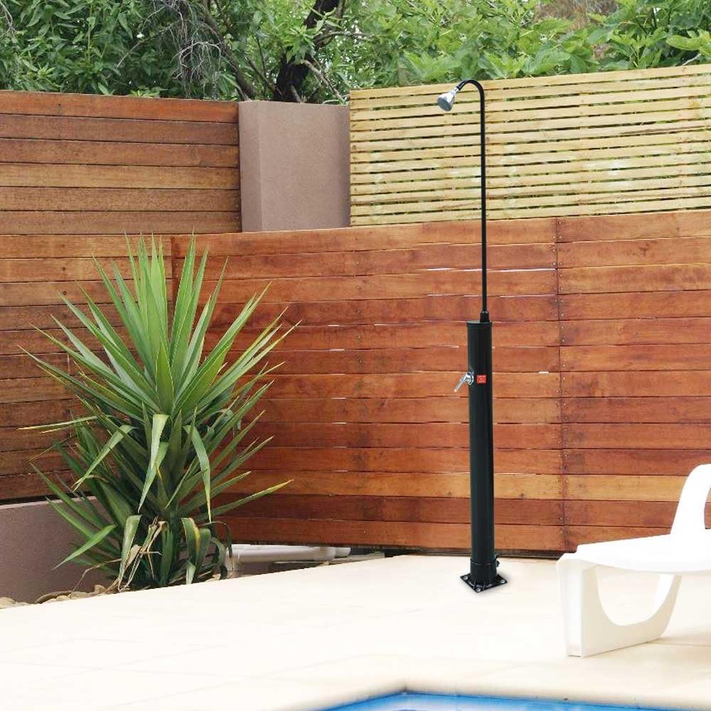 LANGKING Solar Heated Shower,Base & Sprinkler - 7 Ft-UV-Resistant Water Tank 10 Liters, Adjustable Rain Showerhead-Garden Shower Pool Camping Outdoor