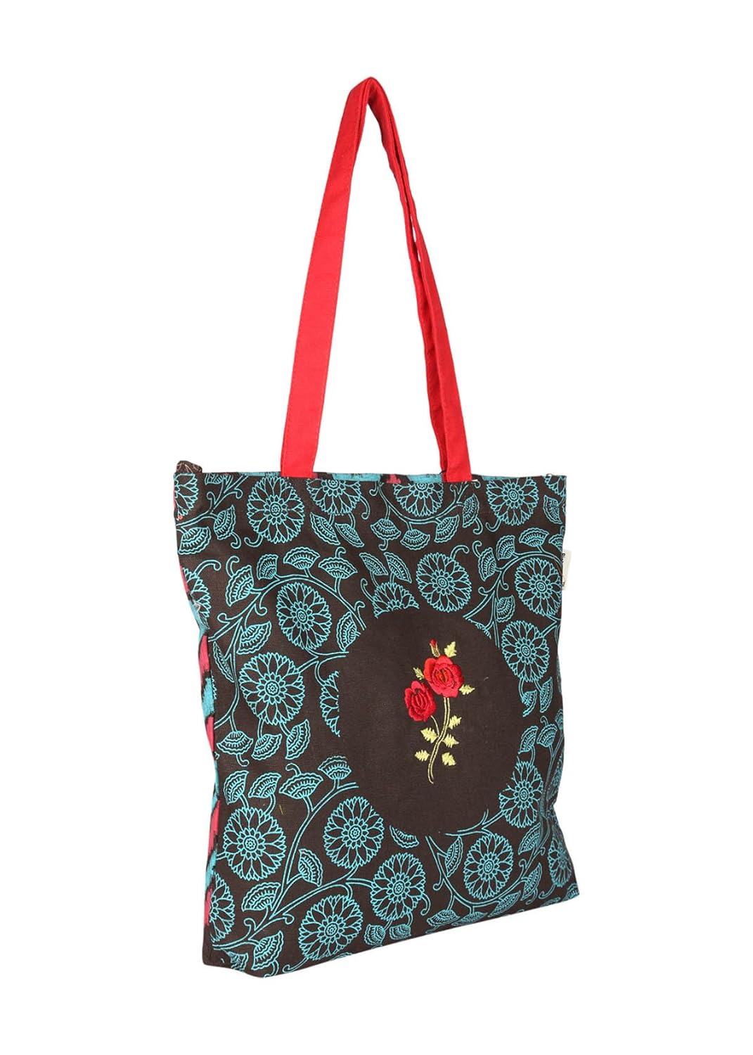 pick pocket women's tote bag (brown & blue) (tobrn&rama85)