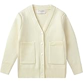 Mud Kingdom Little Boy Knitted Cardigan Solid V-Neck and Button Down Sweater Long Sleeve Fall Knit Outerwear