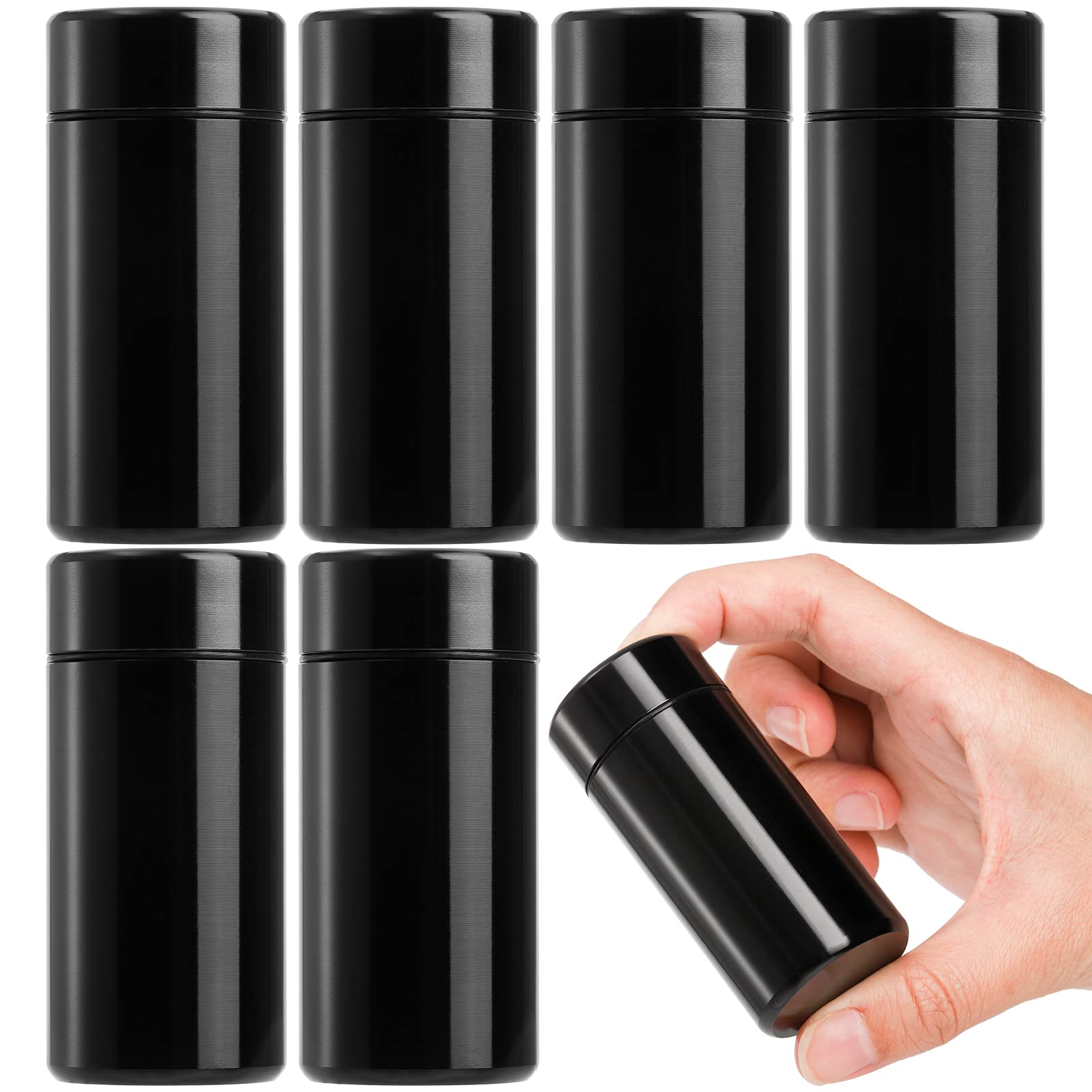 Dicunoy 6 Pack Smell Proof Container, 40ml Portable storage jar, Small Aluminum Storage Jar, Metal Storage Bottles Containers with Lids, Airtight Sealing Jar, Tea Preserve Tins for Spices, Traveling