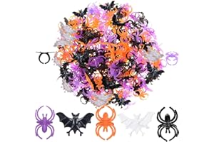 WODMAZ Halloween Spider Rings Bat Ring 150 Pcs, Fake Plastic Glow-in-The-Dark Women Finger Bat Ring Trick or Treat Toy Gifts for Halloween Costume Accessories Party Decoration Black Purple Orange