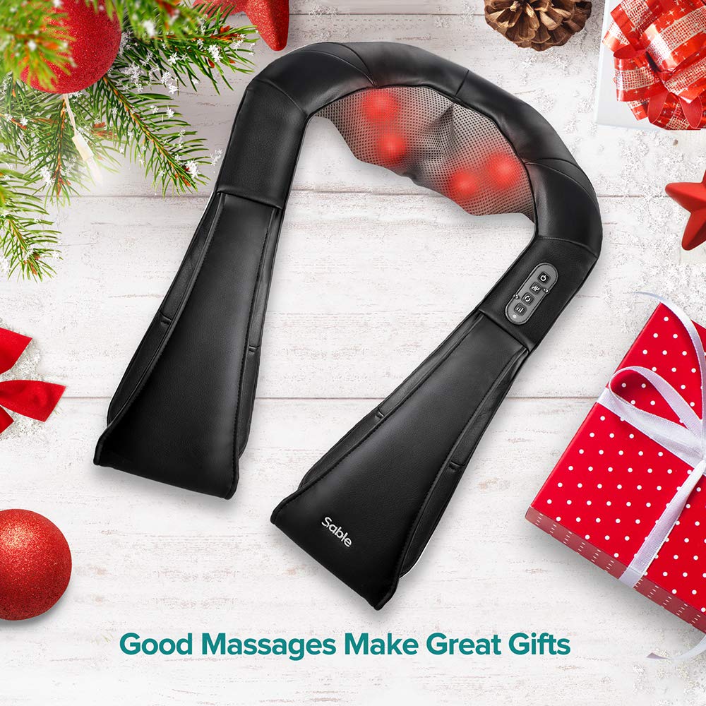 Neck Massager Cordless with Heat, Rechargeable 2600mAh Battery, Sable Shiatsu Tissue Kneading Massage for Shoulder, Foot and Back, FDA Approved for Car Home Office Travel Use