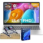 HP Touchscreen Laptop, AMD Ryzen 7 7730U(8-Cores, Beats i7-1355U) 16GB RAM 512GB SSD, 15.6" FHD IPS Display, Windows 11 Pro Wi-Fi 6 Webcam for Performance & Business, Bundle with PCO Laptop Cooler
