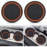 Auprite Car Cup Coasters, 2 Pack 2.77 Inch Universal Auto Cup Holder Insert Coasters, Anti Slip Mats Suitable for Most Car Interior Accessories (Orange)
