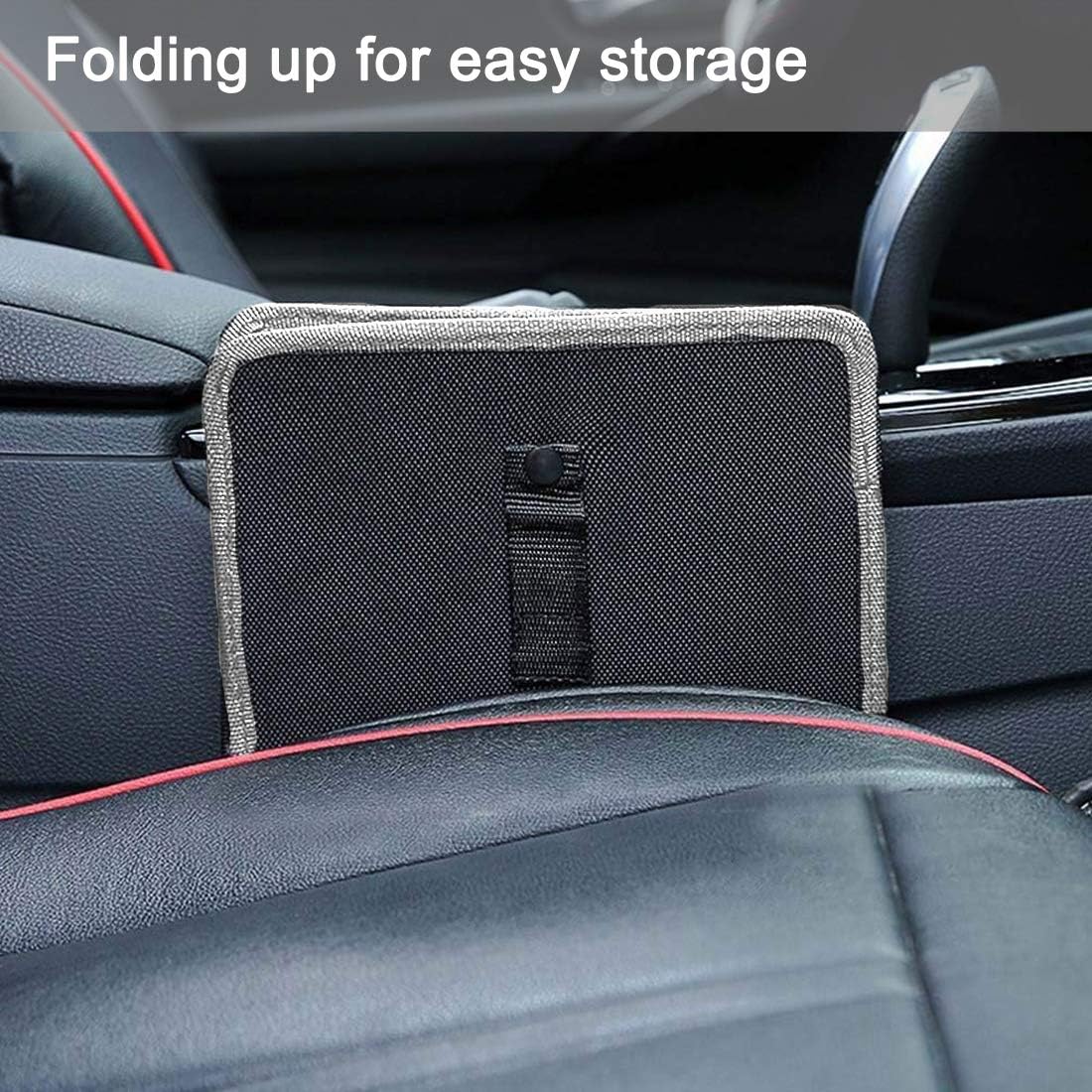 SwirlColor Car Rubbish Bin Waterproof Car Trash Bag Hanging Oxford Cloth Trash Bag Litter Container Collapsible Car Bin Tidy Garbage Organiser with Plastic Garbage Bags - Image 5