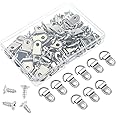 50pcs D Ring Picture Hangers with Screws Heavy Duty Small D Ring Picture Hanging Hardware Bulk D Rings Single Hole Picture Frame Hanger Picture Hooks for Mirror,Clock,Decoration,Artwork Picture Frame